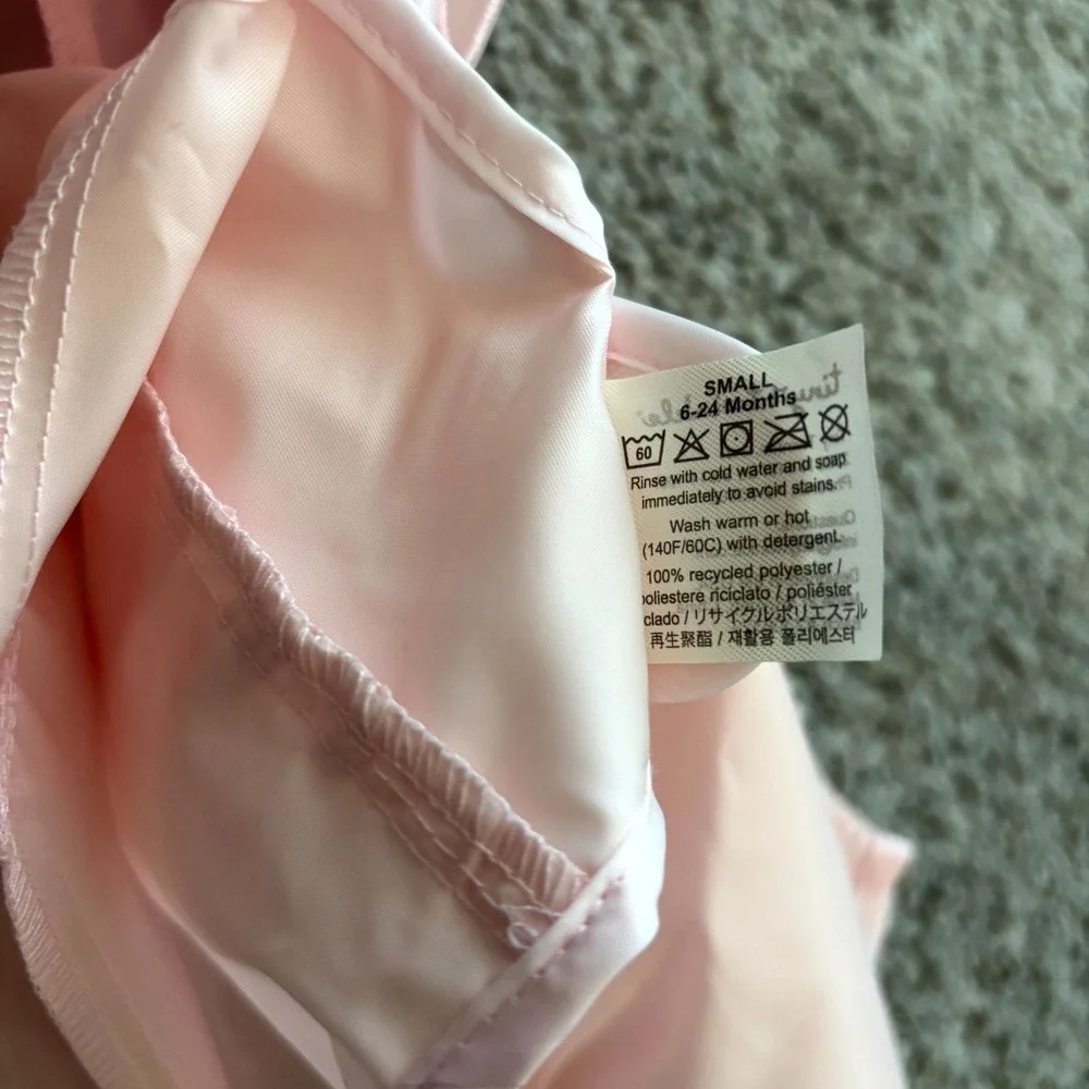 Tiny Twinkle Baby Feeding Smock Bib Pink Long Sleeve Waterproof 6-24 Months